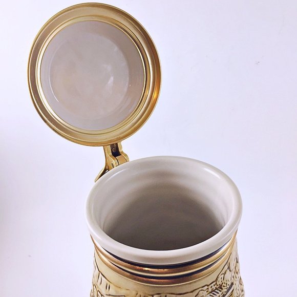 1987 Gold Rush Beer Stein with Lid Ceramak Stoneware Brazil Vintage Avon - Picture 9 of 9